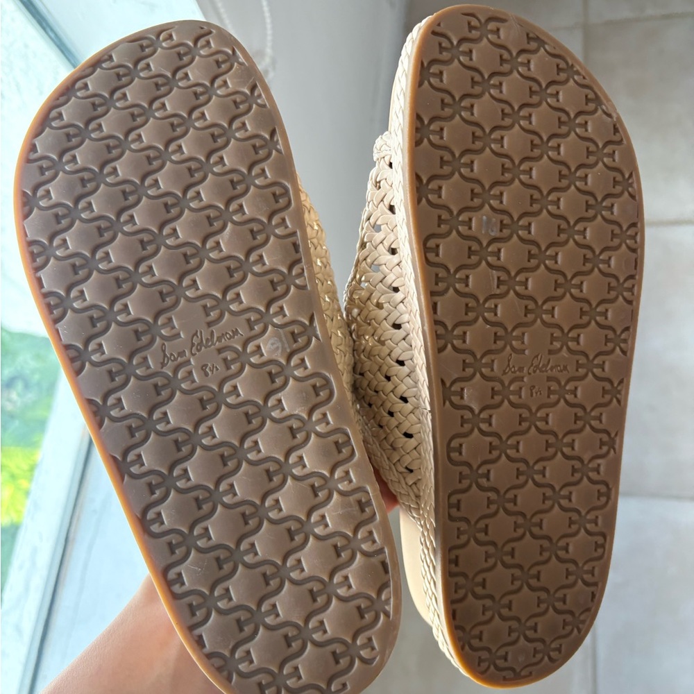 Sam Edelman Reid Linen Woven Sandals Double Stap Slides - Picture 7 of 9